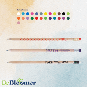 Cylindrical natural wood pencil with eraser | customisation with coloured film